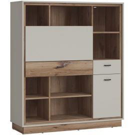 Home4you Rivero Chest of Drawers 40x124x143cm Oak/White (77966) | Commodes | prof.lv Viss Online