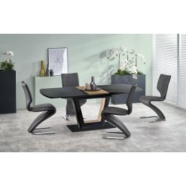Стол Halmar Farrel раскладной 160x90 см, черный/коричневый | Стеклянные столы | prof.lv Viss Online