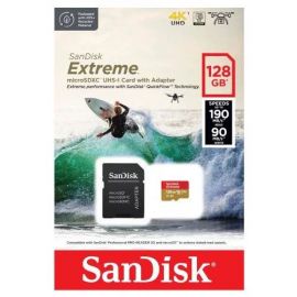 Micro SD-карта памяти SanDisk SDSQXAA-128G-GN6AA 128 ГБ, 190 МБ/с, с адаптером SD, красно-золотая | Sandisk | prof.lv Viss Online