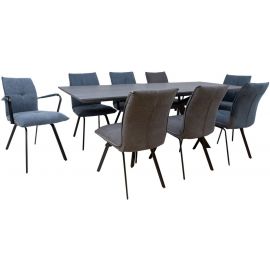 Home4You Eddy 2 Dining Room Set Table + 8 Chairs Black (K103357) | Dining room sets | prof.lv Viss Online