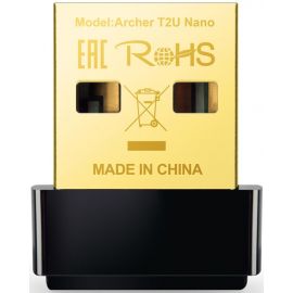 Беспроводной адаптер TP-Link Archer T2U Nano 433 Мбит/с, черный | Беспроводные адаптеры | prof.lv Viss Online