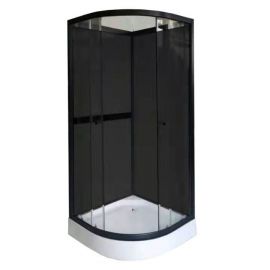 Aqualine OW-MS10 90x90cm Asymmetrical Shower Enclosure (With Shelf) Smooth Black (L01MS10BK) | Shower cabines | prof.lv Viss Online