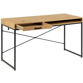 Home4You Seaford Writing Desk 140x58x76cm, Oak/Black | Desks | prof.lv Viss Online