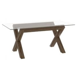 Стеклянный стол Home4You Turin 180x90 см, прозрачный/дуб | Стеклянные столы | prof.lv Viss Online