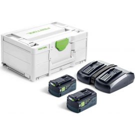 Festool SYS 18V 2x5,0/TCL 6 DUO Charger + Batteries 2x5Ah 18V (577707) | Festool | prof.lv Viss Online