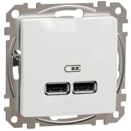 Schneider Electric Sedna Design Socket Outlet with USB A+A, White (SDD111401) | Electrical outlets & switches | prof.lv Viss Online