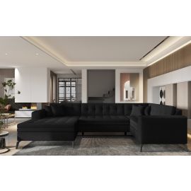 Eltap Montez Flores Corner Pull-Out Sofa 180x340x93cm, Black (CO-MON-LT-10FL) | Living room furniture | prof.lv Viss Online