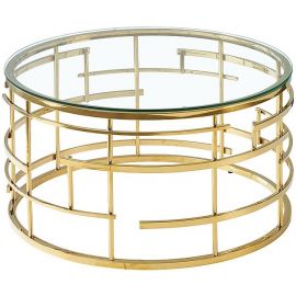 Складной кофейный столик Signal Livia, 80x45 см, золотой (LIVIAZLTR) | Стеклянные столы | prof.lv Viss Online