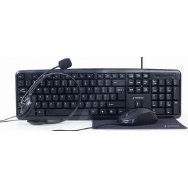 Gembird KBS-UO4-01 4-in-1 Office Kit Keyboard + Mouse + Headset US Black | Keyboards | prof.lv Viss Online