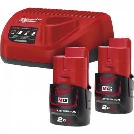 Milwaukee M12 NRG-202 Charger 12V + Batteries Li-ion 2x12V, 2Ah (4933459209) | Batteries and chargers | prof.lv Viss Online