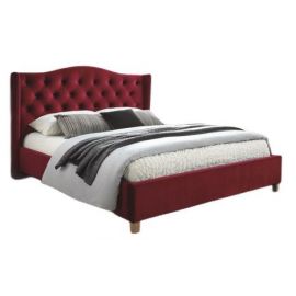 Спальня Signal Aspen Velvet с двуспальной кроватью 160x200 см, без матраса, красная | Двуспальные кровати | prof.lv Viss Online