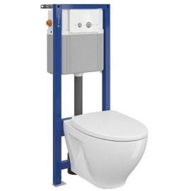 Cersanit Aqua B39 Built-in Toilet Bowl with Rimfree Mounting Frame with Horizontal Outlet, Duroplast (Soft Close) Seat, White Rim S701-293, 85530 PRP | Toilets | prof.lv Viss Online