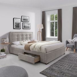 Двуспальная кровать Home4You Duke 160x200 см, без матраса, бежевая | Кровати с ящиком для белья | prof.lv Viss Online