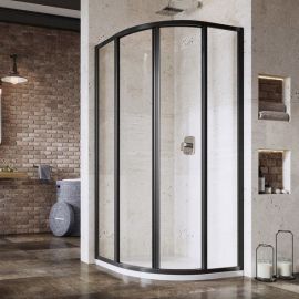 Ravak Supernova 80x80cm H=195cmSKCP4-80 Quarter-circle Shower Enclosure Transparent Black (3114O302Z1) | Shower cabines | prof.lv Viss Online