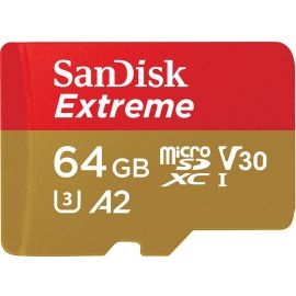 Micro SD-карта памяти SanDisk SDSQXAH-064G-GN6MA, 64 ГБ, 160 МБ/с, с адаптером SD, золотисто-красная | Карты памяти | prof.lv Viss Online