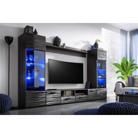 Halmar Modica Sectional, 41x150x260cm, Black (FUR-MODICA-CZARNY/SAHARA GLOSS-KPL) | Living room furniture sets | prof.lv Viss Online