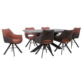 Комплект для столовой Home4You Eddy, Стол + 6 стульев, 200x90x76см, Бежевый(K245041) | Наборы для столовой | prof.lv Viss Online