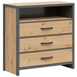 Black Red White Weston Chest of Drawers, 90x40x91cm, Oak/Grey (S483-KOM3S-DASNMTA) | Commodes | prof.lv Viss Online