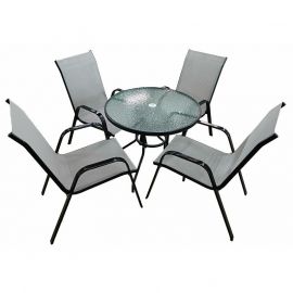 Dārza Mēbeļu Komplekts Besk, Galds + 4 krēsli, Pelēks/Melns (141496) | Outdoor furniture sets | prof.lv Viss Online