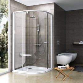 Ravak Pivot 100x100cm H=190cm PSKK3-100 Quarter-circle Shower Enclosure Transparent White (376AA101Z1) | Shower cabines | prof.lv Viss Online