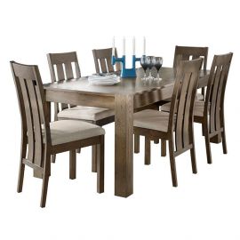 Home4You Turin Dining Room Set, Table + 6 Chairs, 225x90x75cm, Natural (K26918) | Dining room sets | prof.lv Viss Online