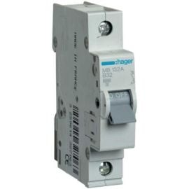 Hager MB132A Automatic Circuit Breaker 1-Pole, 32A, B Curve, 6kA (1 package=12pcs) | Automatic switches | prof.lv Viss Online