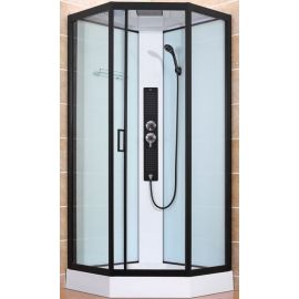 Vento Bari ZS-9816 90x90cm H=215cm Quarter Round Shower Enclosure with Tray, Black (44501) | Shower cabines | prof.lv Viss Online