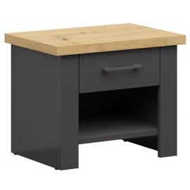 Black Red White Locarno Nightstand, 42x60x49cm, Grey/Oak | Bedside tables | prof.lv Viss Online