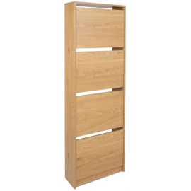Home4You Aalborg Shoe Cabinet 49x18x160cm Oak (45098) | Hallway furniture | prof.lv Viss Online