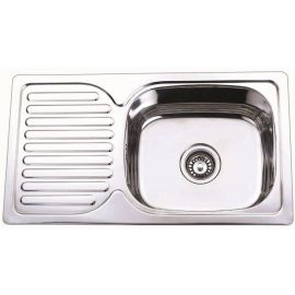Tredi DM-8050 Built-In Kitchen Sink 80x50cm Right Side, Stainless Steel (21426) | Washbasins | prof.lv Viss Online