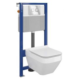 Cersanit Aqua B26 Wall-Hung Toilet Bowl with Rimfree, Mounting Frame, Soft Close Seat, White S701-318, 85529 | Cersanit | prof.lv Viss Online
