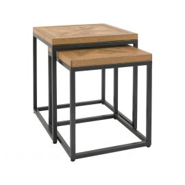 Home4You Indus Coffee Tables, 45x45x50cm, Oak, Black (20317) | Coffee tables | prof.lv Viss Online