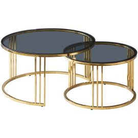 Signal Vienna Coffee Table, 80x45cm, Black, Gold (VIENNACZZL) | Glass tables | prof.lv Viss Online