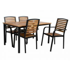 Dārza Mēbeļu Komplekts Home4you Dalya, Galds + 4 krēsli, Brūns/Melns (K13586) | Outdoor furniture sets | prof.lv Viss Online