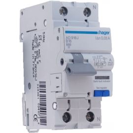 Hager Combined Residual Current Circuit Breaker 2-pole, B Curve, 30mA, AC | Leakage power switches | prof.lv Viss Online