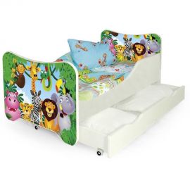 Halmar HAPPY JUNGLE Children's bed, 145x76xH61cm, with mattress, colorful (V-PL-HAPPY_JUNGLE-BED) | Childrens beds | prof.lv Viss Online