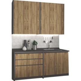 Комплект кухонной мебели Halmar IDEA 180, длина 180 см, 28 мм, дуб, с покрытием из древесноволокнистой плиты (V-UA-IDEA_180-ANTRACYT/D.WO) | Кухонная утварь | prof.lv Viss Online