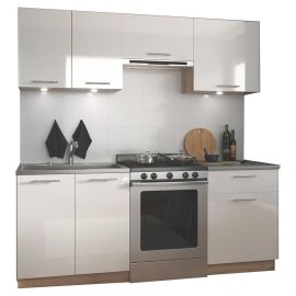 Комплект кухонной мебели Halmar MARIJA 200, набор, длина 200 см, толщина 28 мм, цвет белый/дуб. | Кухонная утварь | prof.lv Viss Online