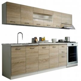Halmar PERLA 260 Kitchen Equipment Set, Chipboard, 260cm, 28mm, Oak / White (V-PL-K-PERŁA 260-SONOMA) | Kitchen equipment | prof.lv Viss Online