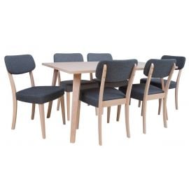 Home4You Adora Обеденный комплект Стол + 6 стульев Коричневый/Серый (K21928) | Наборы для столовой | prof.lv Viss Online