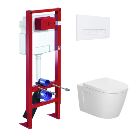 Iebūvējamais Tualetes Pods Jika Cubito Style rimless ar SC/QR vāku, rāmi Montus CS120, Konkav balta poga, stiprinājumi, blīve (KK CUBITO STYLE MONTUS) | Система инсталляции для подвесного унитаза (комплекты) | prof.lv Viss Online