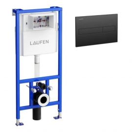 Laufen LIS CW1 H89466 Built-in Toilet Frame 500x140mm, h=1120 mm, LIS Duo Flush Plate, 250x160 mm, Matte Black (LIS CW1 + LIS duo MB) | Toilets | prof.lv Viss Online