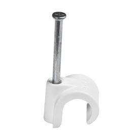 Cable clips for plastic cables with nail, white