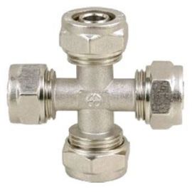 Nickel-plated brass cross | For water pipes and heating | prof.lv Viss Online