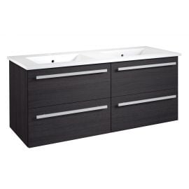 Raguvos Furniture Serena 121cm Cabinet with 2 Sinks Black Oak (14113901) | Sinks with Cabinet | prof.lv Viss Online