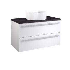 Raguvos Furniture Serena 101cm Round Bathroom Sink with Cabinet Glossy White (Black Oak Surface) (1431371101) | Sinks with Cabinet | prof.lv Viss Online