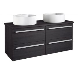Raguvos Furniture Serena 121cm Round Cabinet with 2 Sinks Black Oak Surface (1431390101) | Sinks with Cabinet | prof.lv Viss Online