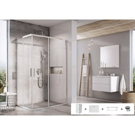 Ravak SET 14R Komplekts Blix Slim BLSRV2K+BLSRV2K, 80x100cm H=195cm, Ar paliktni Gigant Pro Chrome, Spīdīga ar caurspīdīgu stiklu, labā puse | Dušas kabīnes | prof.lv Viss Online