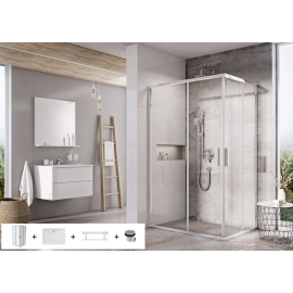 Ravak SET 16 Komplekts Blix Slim BLSRV2K+BLSRV2K, 90x100cm H=195cm, Ar paliktni Gigant Pro Chrome, Spīdīga ar caurspīdīgu stiklu | Dušas kabīnes | prof.lv Viss Online