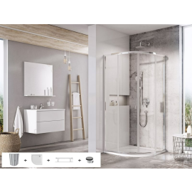Ravak SET 5 Komplekts Blix Slim BLSCP4, 90x90cm H=195cm, Ar Paliktni Elipso Pro Chrome, Spīdīga ar caurspīdīgu stiklu | Dušas kabīnes | prof.lv Viss Online